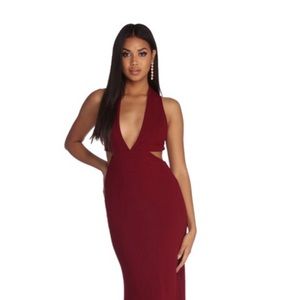 Long Burgundy Special Occasion Dress